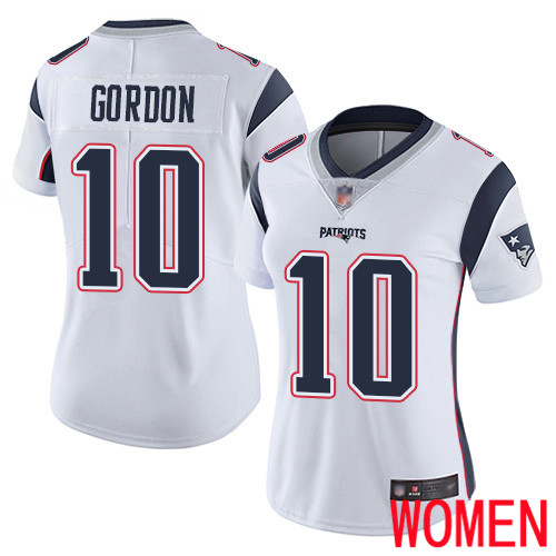 New England Patriots Football #10 Vapor Untouchable Limited White Women Josh Gordon Road NFL Jersey